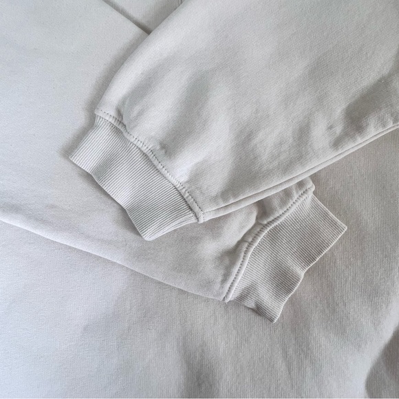 ZARA Quarter Button Up Polo Fleece Sweater Cream Size: Large - Picture 3 of 5